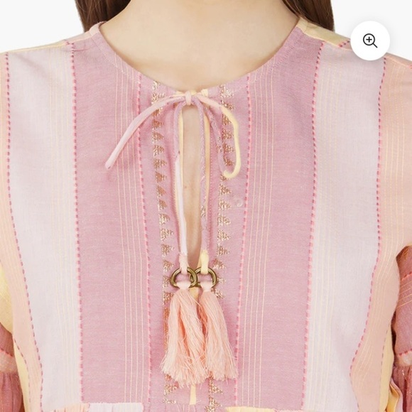 AMERICA & BEYOND NOAH STRIPE TUNIC DRESS Rainbow Stripe Cover UP size L shimmer - Picture 5 of 14